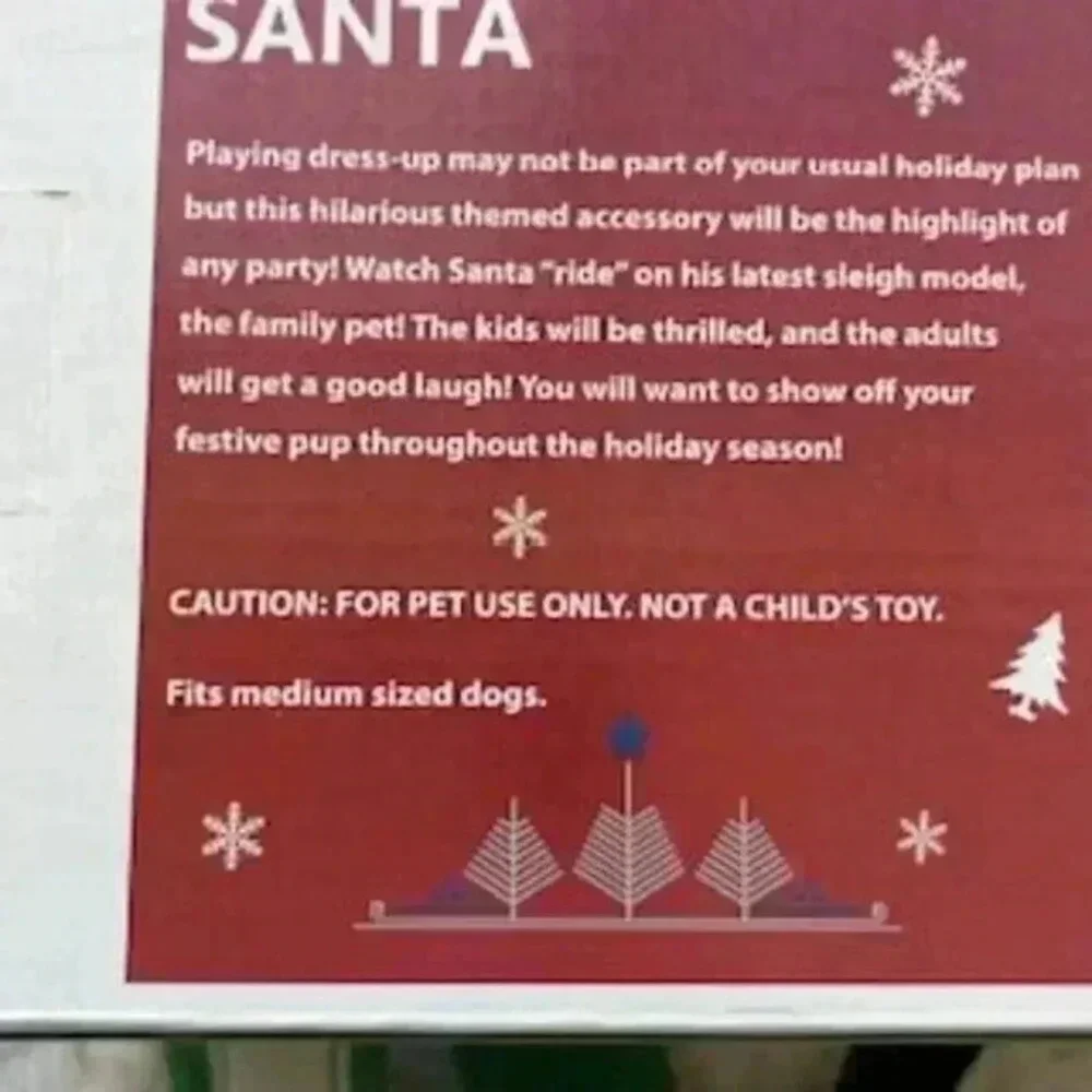 NEW Ride Along Santa Christmas Dog Accessory For Medium Dogs Costume‎ NIB